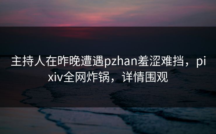 主持人在昨晚遭遇pzhan羞涩难挡，pixiv全网炸锅，详情围观