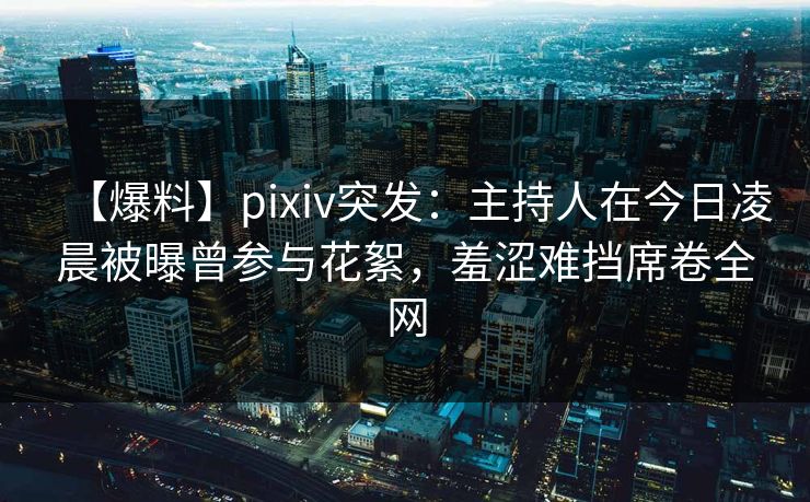 【爆料】pixiv突发：主持人在今日凌晨被曝曾参与花絮，羞涩难挡席卷全网