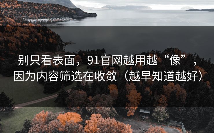 别只看表面，91官网越用越“像”，因为内容筛选在收敛（越早知道越好）